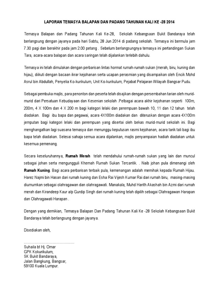 Laporan Hari Sukan Pdf