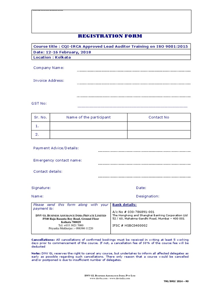 Registration Form Template