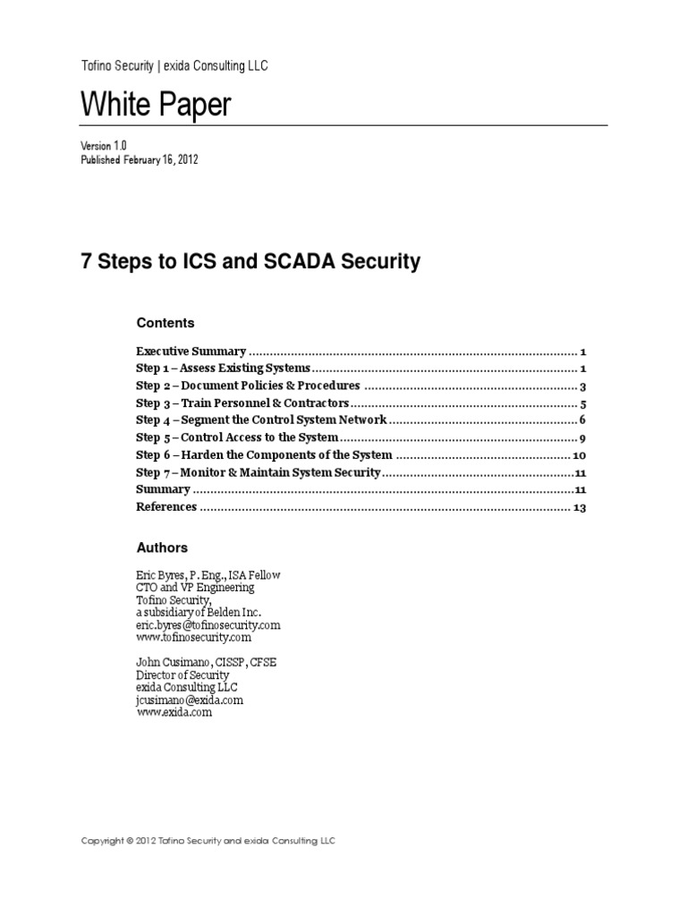 WP 7 Steps To ICS Security | PDF | Computer Security | Security
