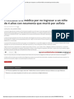 Procesada Una Médica Por No Ingresar A Un Niño de 4 Años Con Neumonía Que Murió Por Asfixia