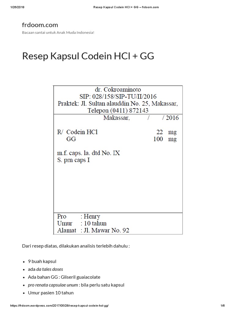 4. Resep Kapsul Codein HCl + GG frdoom