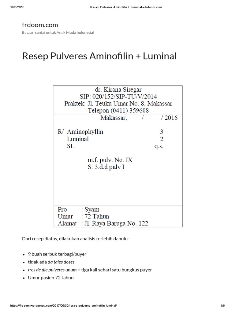 Resep Pulveres Aminofilin Luminal Frdoom Pdf
