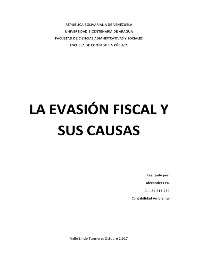Evasion Fiscal Pdf Impuestos Gobierno