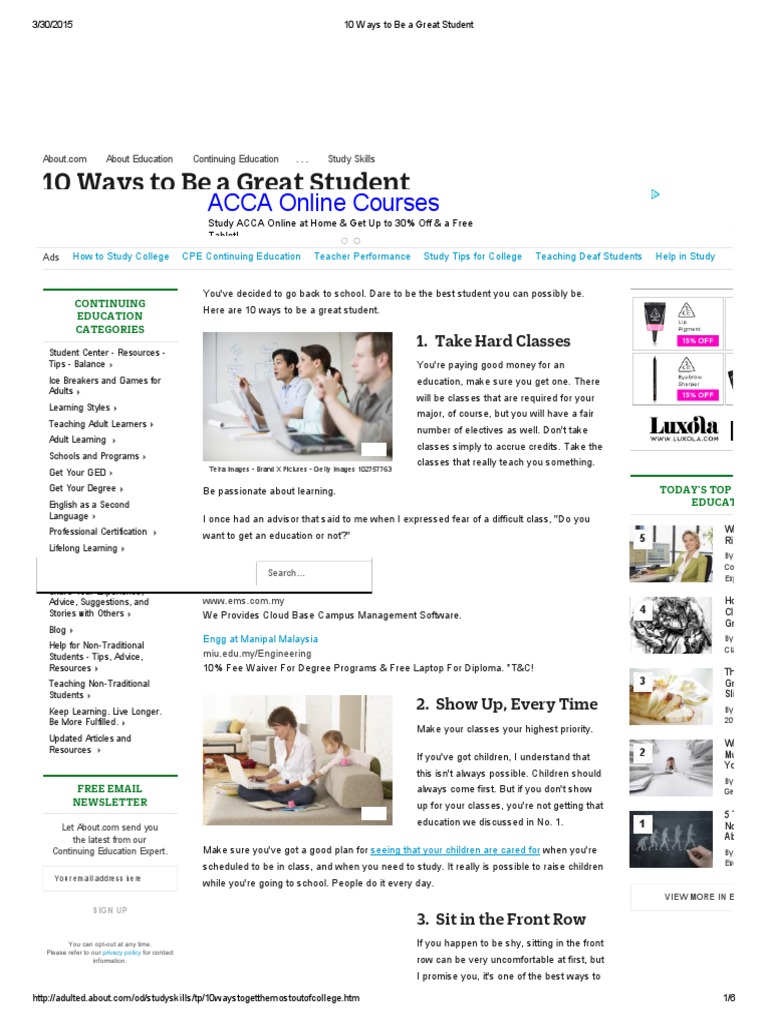 10 Ways To Be A Great Student PDF | PDF | Study Skills | Continuing ...