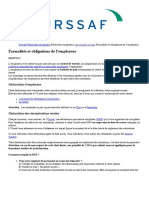 Formalités Et Obligations de L'employeur - Urssaf