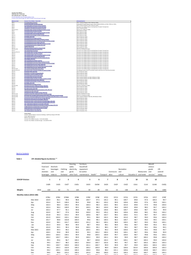 UK Consumer Price Inflation Tables | PDF | Consumer Price Index | Index ...