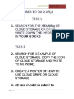 Works To Do 2 Waja Task 1 Search For The Meaning of Cloud Storage or Drive. Write Down The Information in Your Books