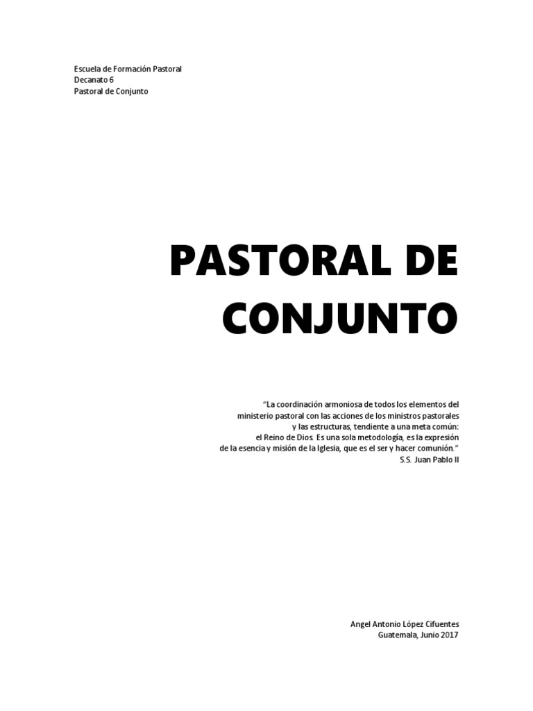 Pastoral de Conjunto en la Iglesia Católica | PDF | Iglesia Católica ...