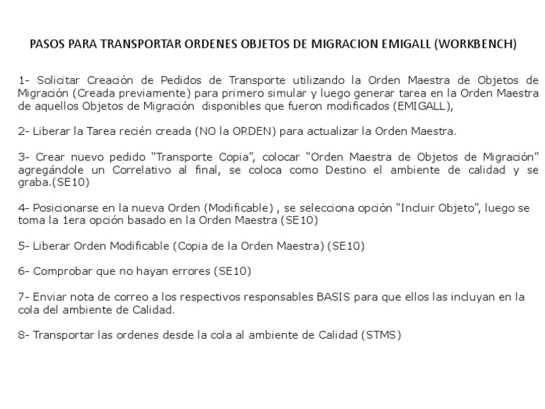 Resumen Pasos para Crear Orden y Tareas de Transporte Emigall Desde ...