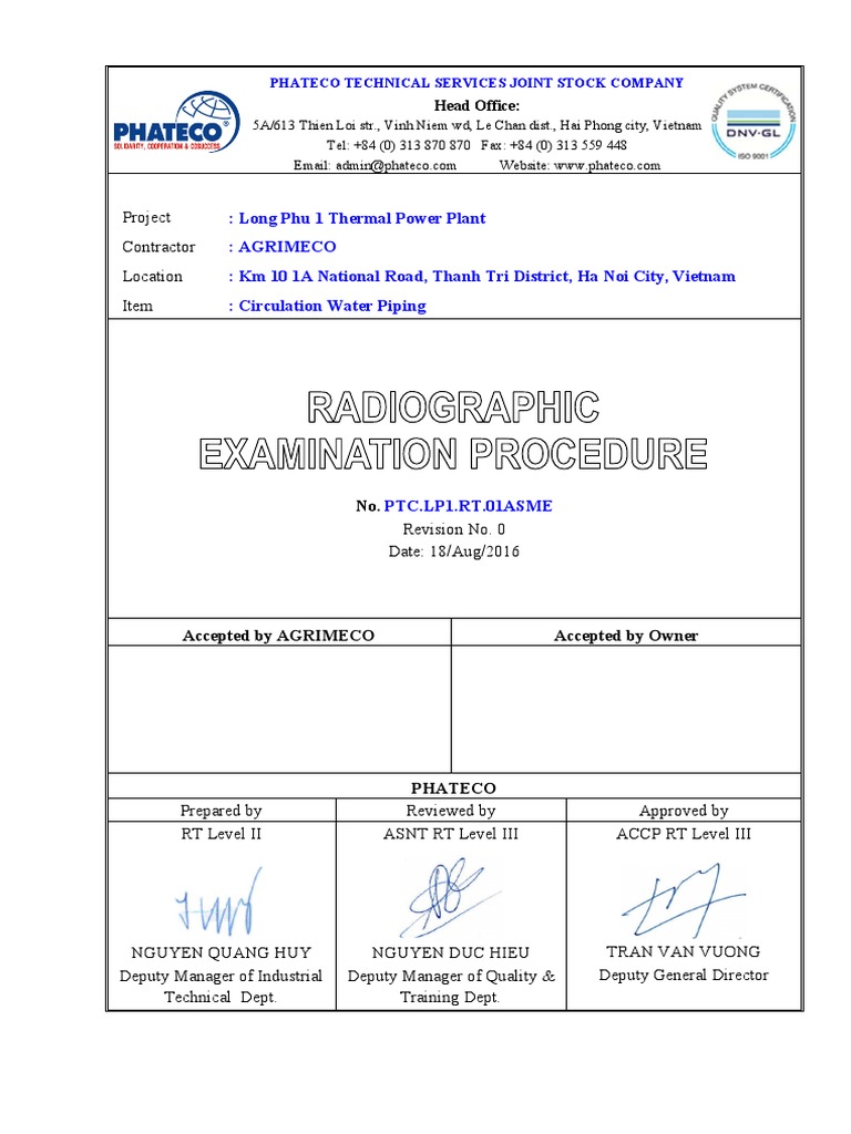 Radiographic Testing Procedure Overview | PDF | Radiography ...