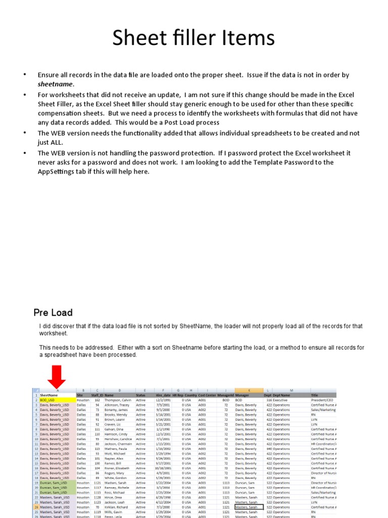 Sheet Filling Process Improvements | PDF | Microsoft Excel | Spreadsheet