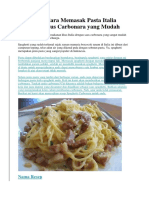 Resep Dan Cara Memasak Pasta Italia Spaghetti Saus Carbonara Yang Mudah