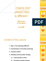 Technology Marketing Is Different !: ESB Lecture Dr. Ute Hillmer June 2009