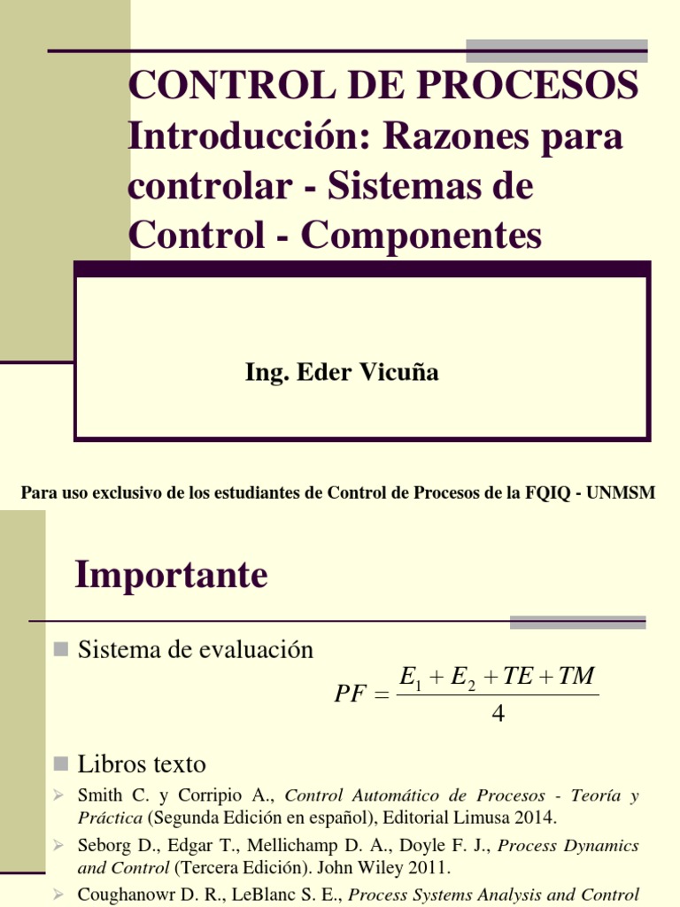 Control de Procesos en Ingeniería Química | PDF | Sistema de control ...