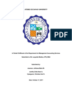 Ateneo de Davao University: in Partial Fulfillment of The Requirement For Management Accounting Services
