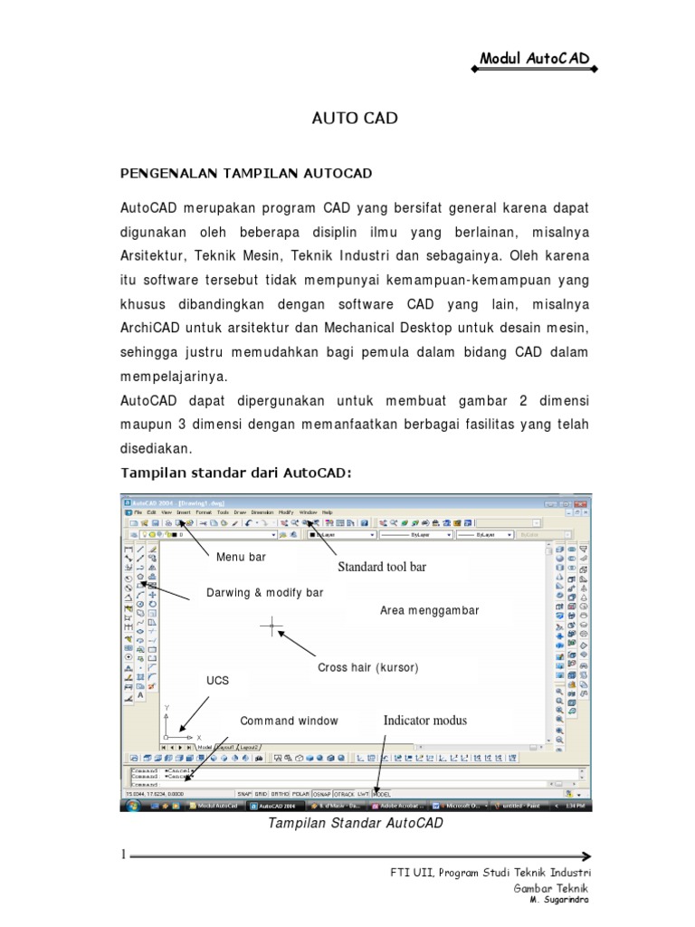 Microsoft Word Modul Auto CAD Sugarindra