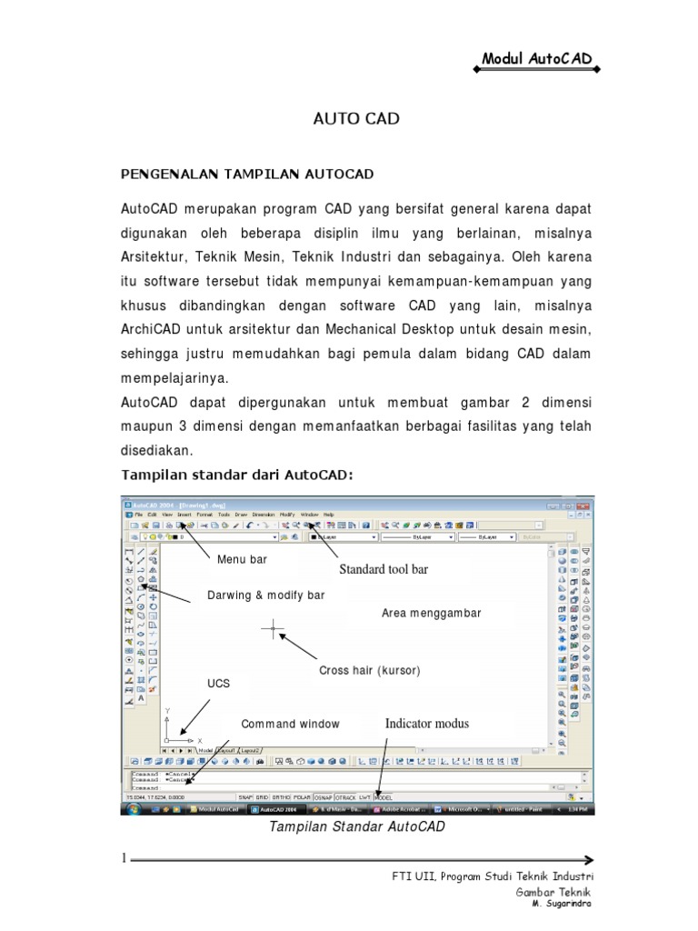 Microsoft Word Modul Auto CAD Sugarindra