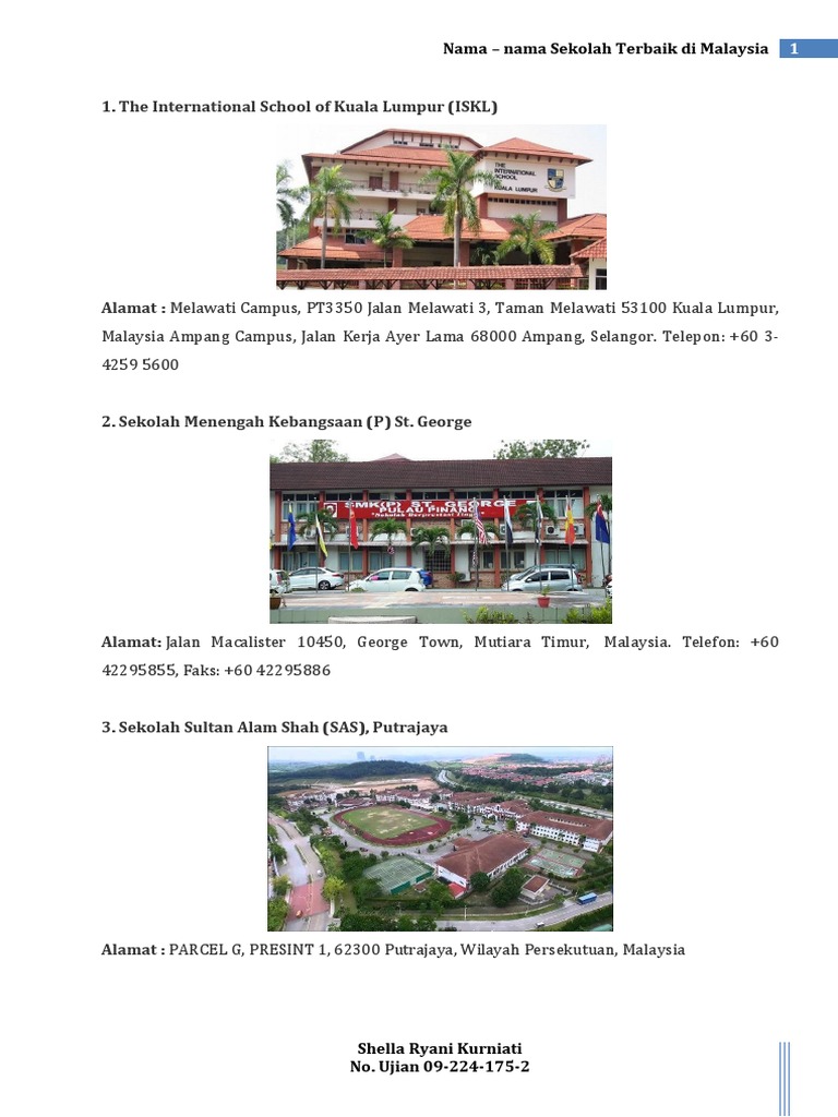 Nama Nama Sekolah Terbaik Di Malaysia Pdf