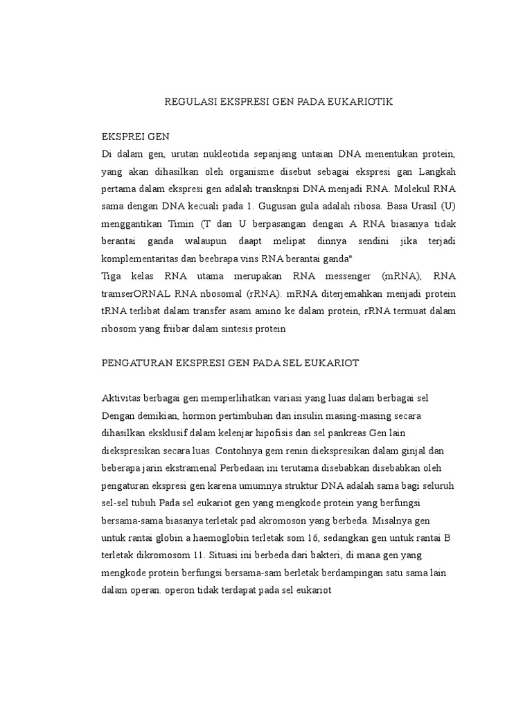 Regulasi Ekspresi Gen Eukariotik | PDF | Sains & Matematika