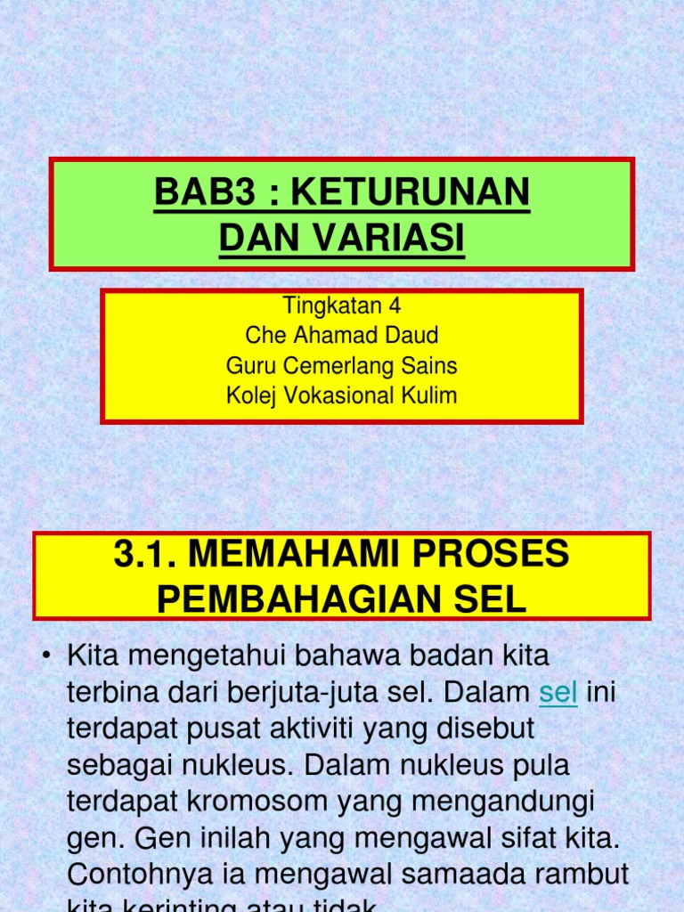 T4 Bab 3 Keturunan Dan Variasi Pdf