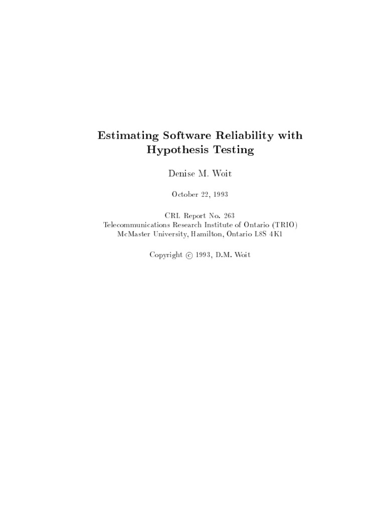 Estimating Software Reliability With Hypothesis Testing | PDF ...
