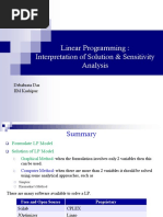 Linear Programming: Interpretation of Solution & Sensitivity Analysis