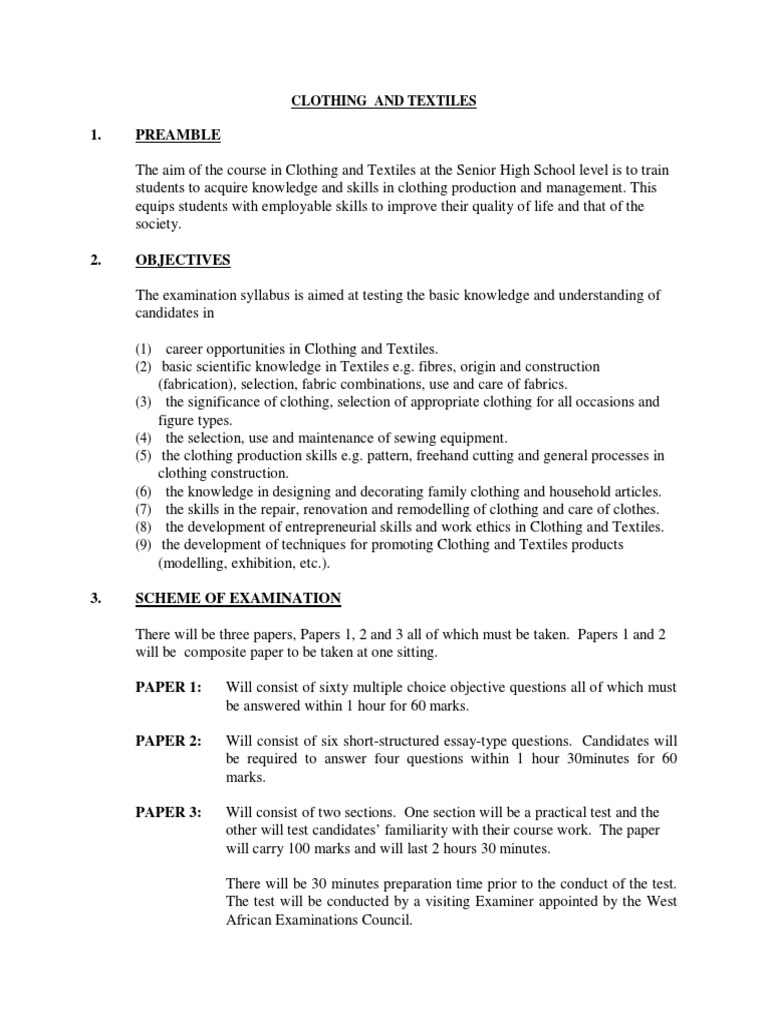 Clothing and Textiles PDF Textiles Sewing