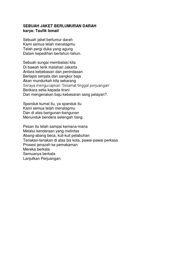 Makna Puisi Bendera Karya Taufik Ismail KT Puisi