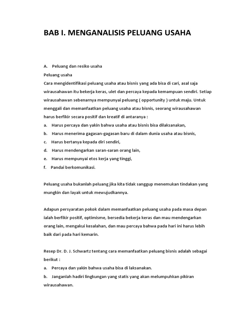 Cara Mengidentifikasi Peluang Usaha Menurut Dr Dj Schwartz - Seputar Usaha