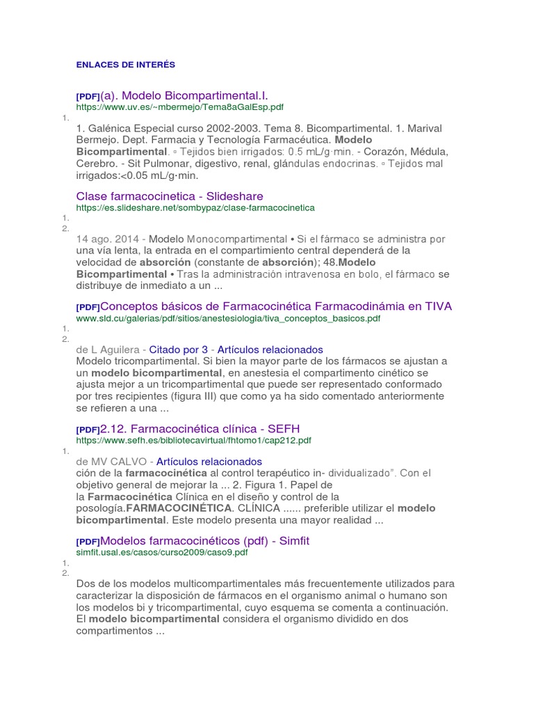 Enlaces de Interés - Modelo Bicompartimental | PDF