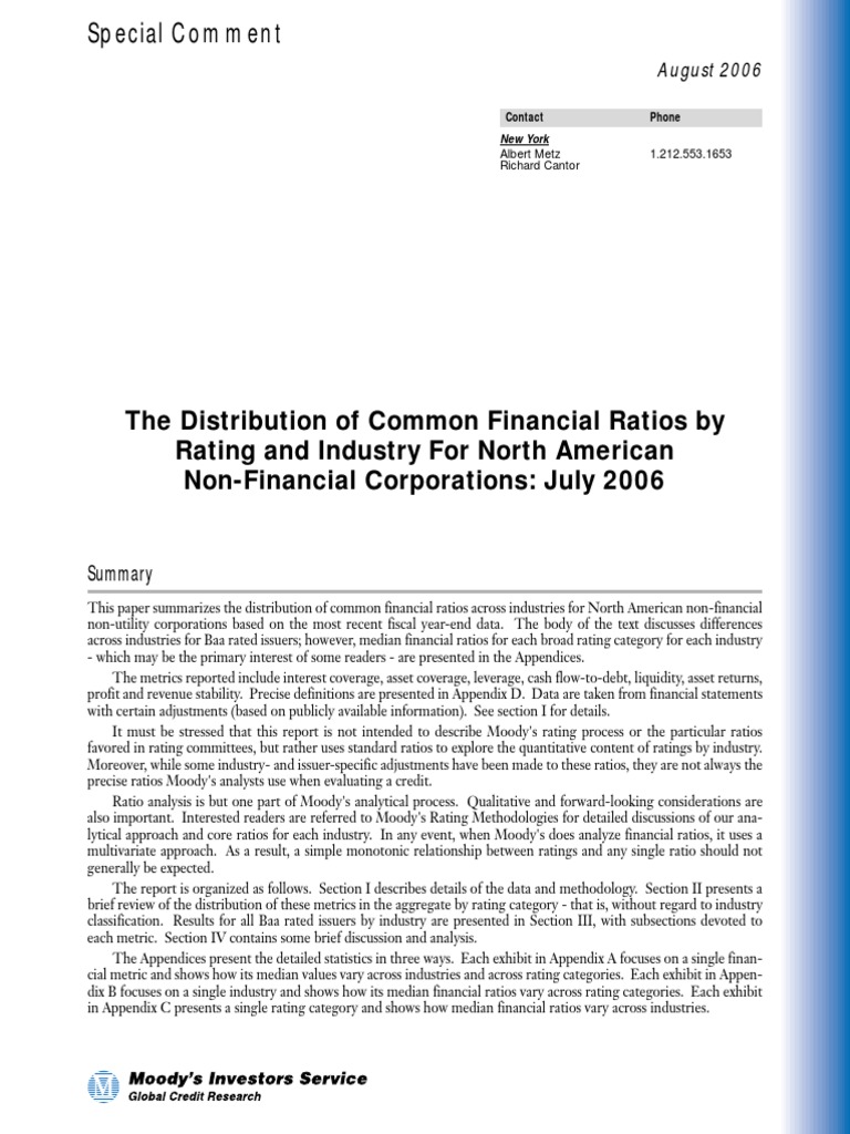 Industry Ratios PDF PDF Moody's Investors Service Leverage (Finance)