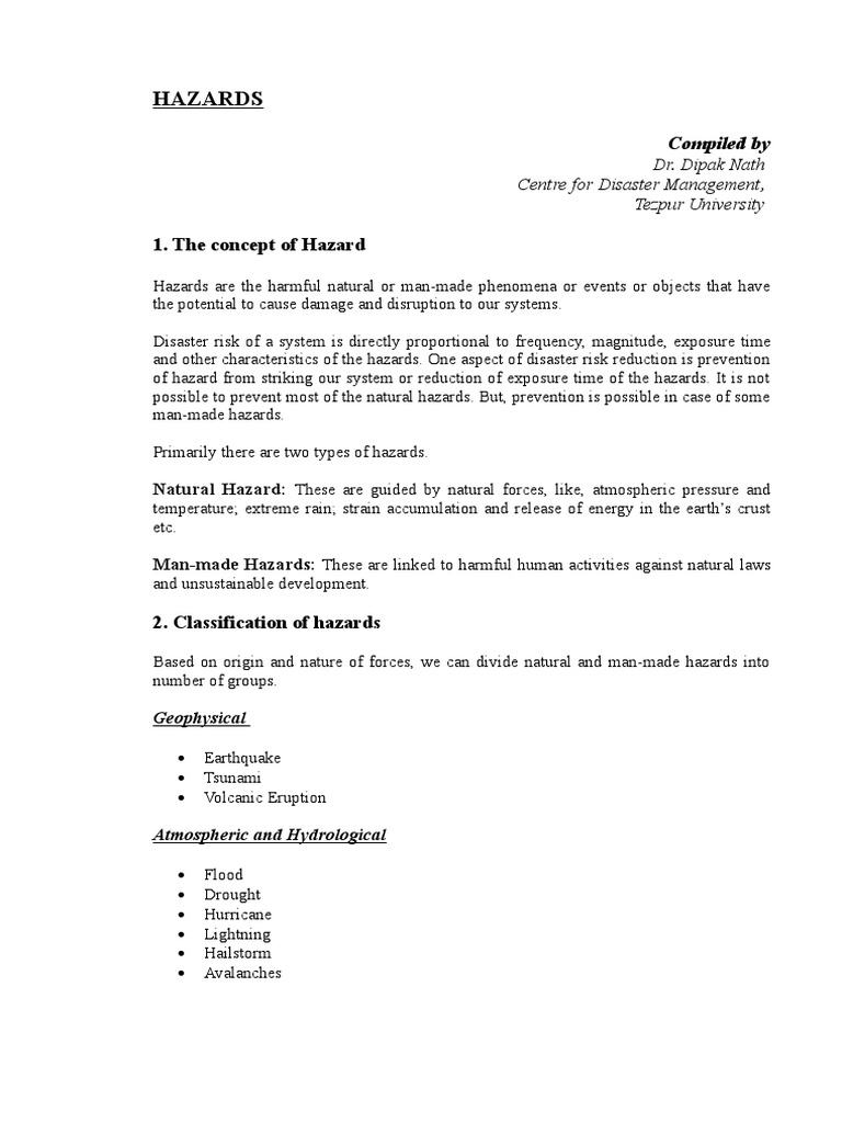 Hazards 1 The Concept Of Hazard Pdf Hazards Moment Magnitude Scale