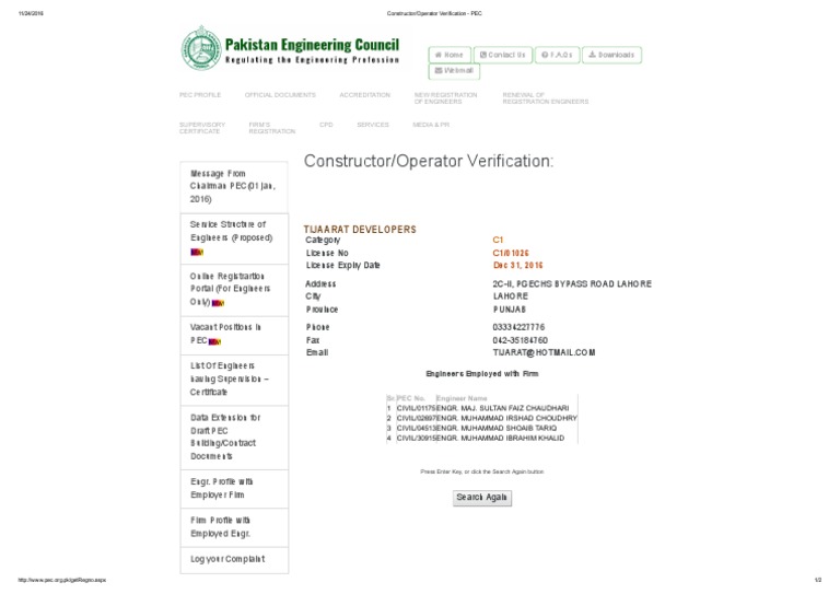 PEC Contractor Verification Guide | PDF | World Wide Web | Internet & Web