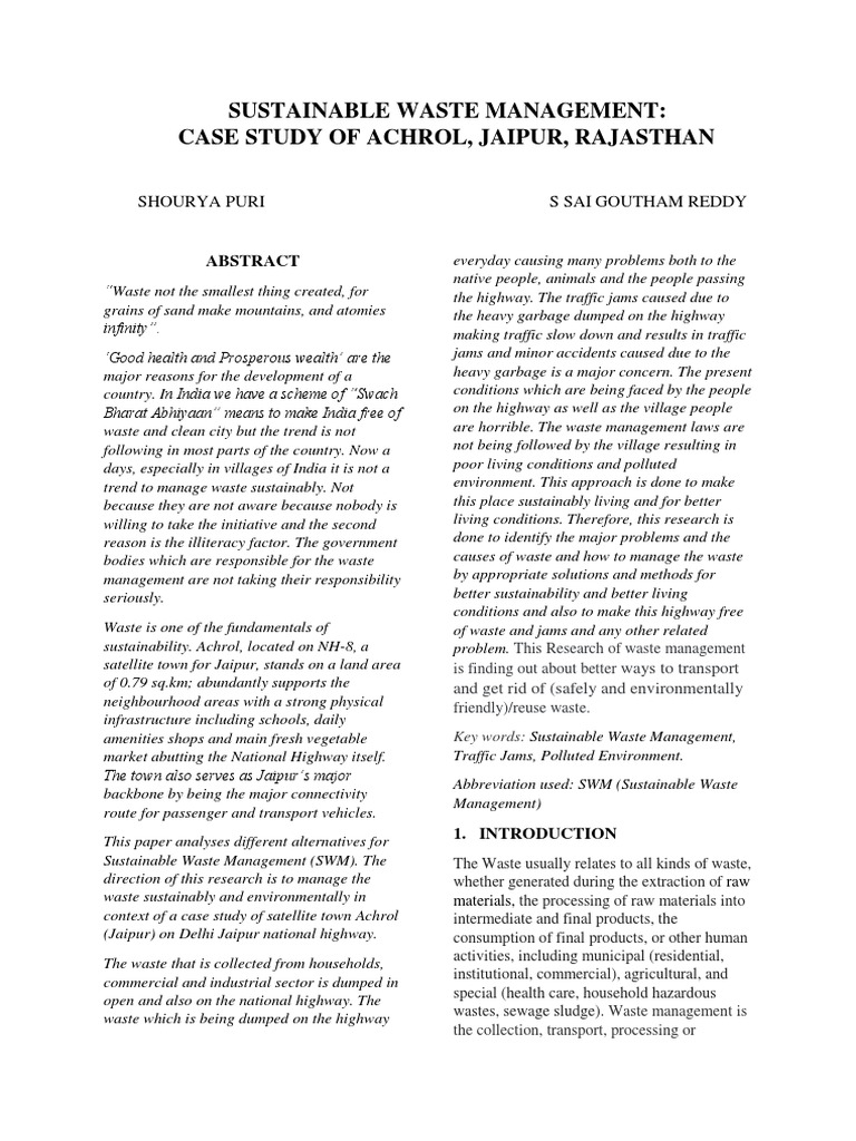 food waste management project research paper