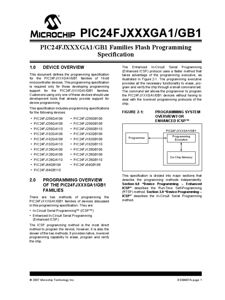 PIC24FJXXXGA1GB1 Families Flash Programming Specification | PDF | Flash ...