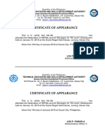 Certificate of Appearance