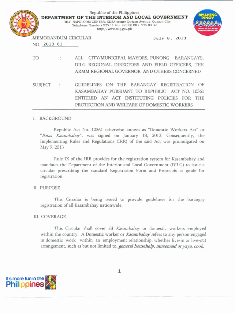 Dilg MC 2013-61 | PDF | Public Administration | Government Agencies