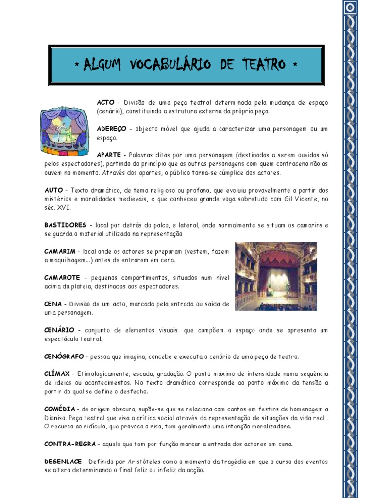 Algum Vocabulário de Teatro | PDF | Ator | Teatro