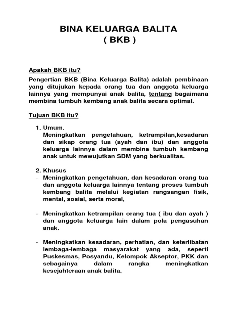 Materi Bina Keluarga Balita (BKB) | PDF | Kesehatan Holistik