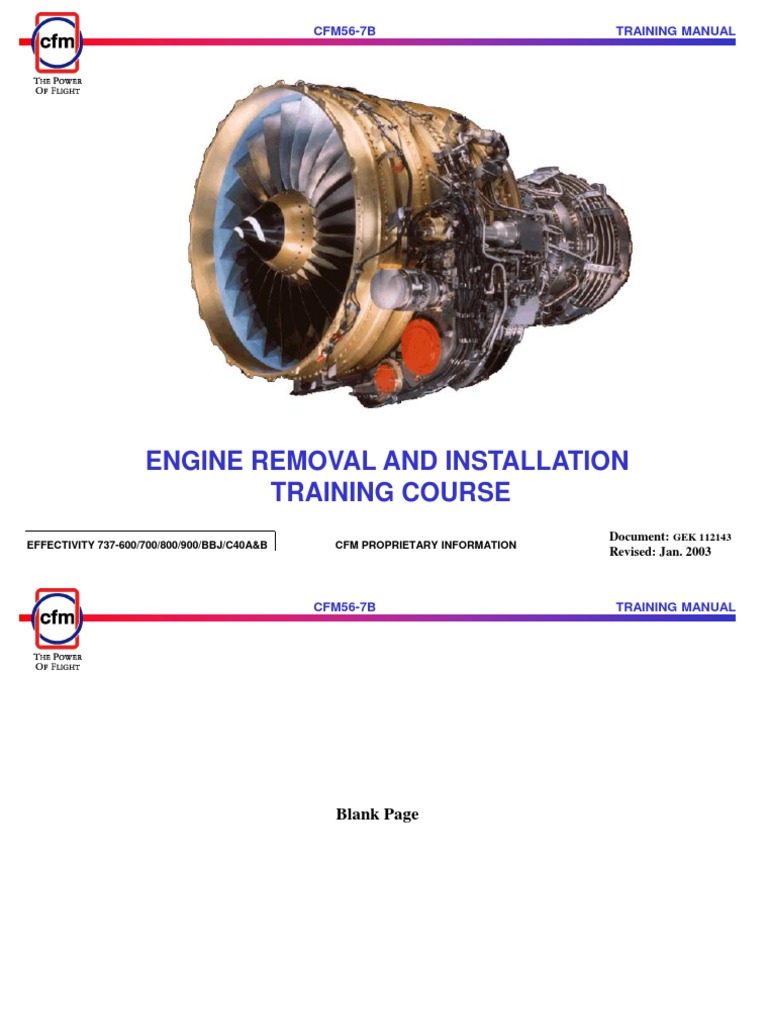 CFM56-7B Engine Removal Training Manual | PDF | Booting | Engines