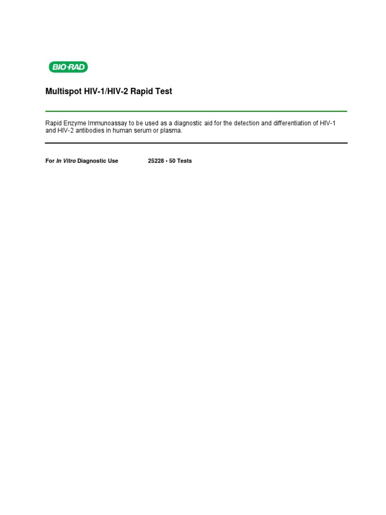 Multispot HIV-1/HIV-2 Rapid Test | PDF | Hiv/Aids | Diagnosis Of Hiv/Aids
