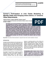 Farmer's Participation in Irish Potato Marketing in Njombe Urban and Wanging'ombe District, in Tanzania: Value Determinants