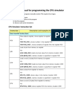 Instruction Manual For Programming The CPU Simulator