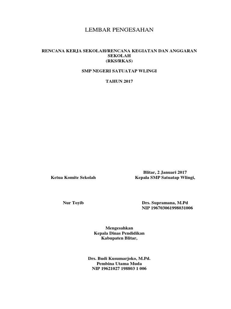 Lembar Pengesahan Rks-Rkas | PDF