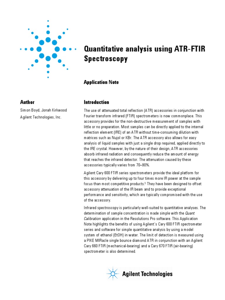 Quantitative Analysis Using ATRFTIR PDF Infrared Spectroscopy Instrumental Analysis