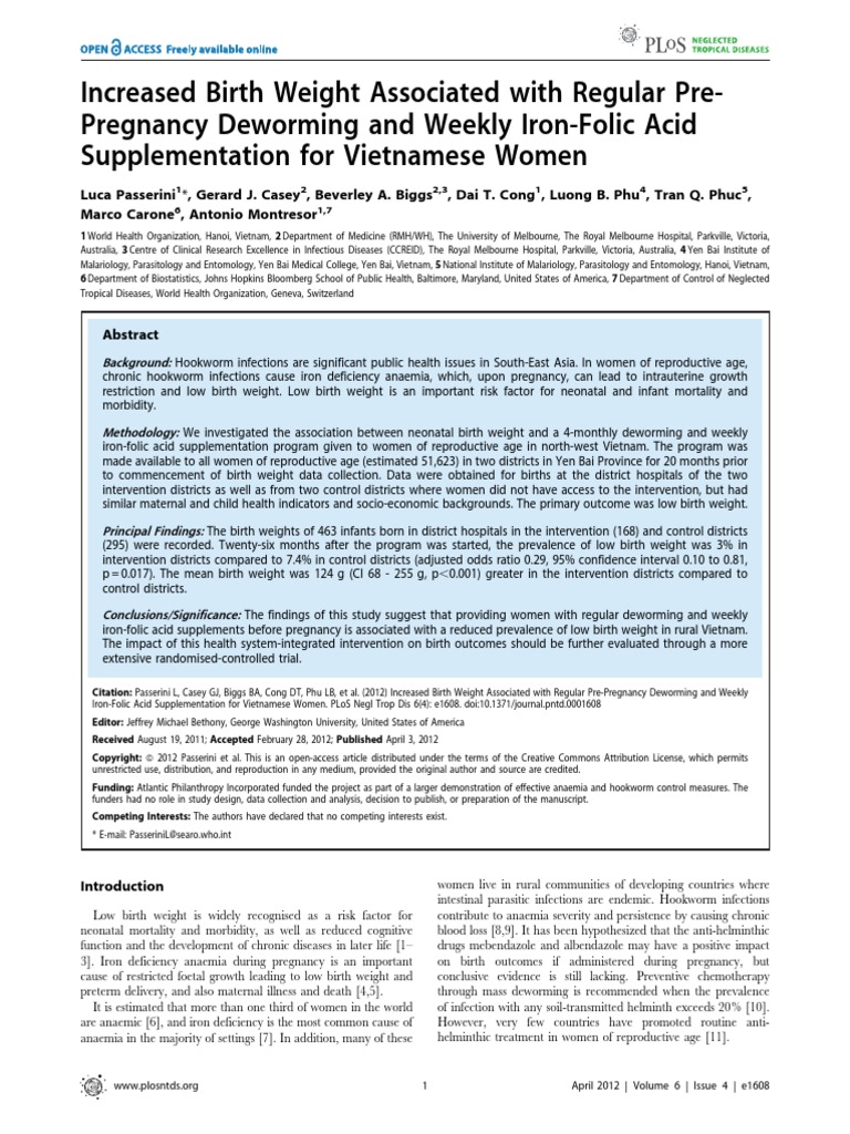 Birth Weight Increase VTN PDF Low Birth Weight Pregnancy