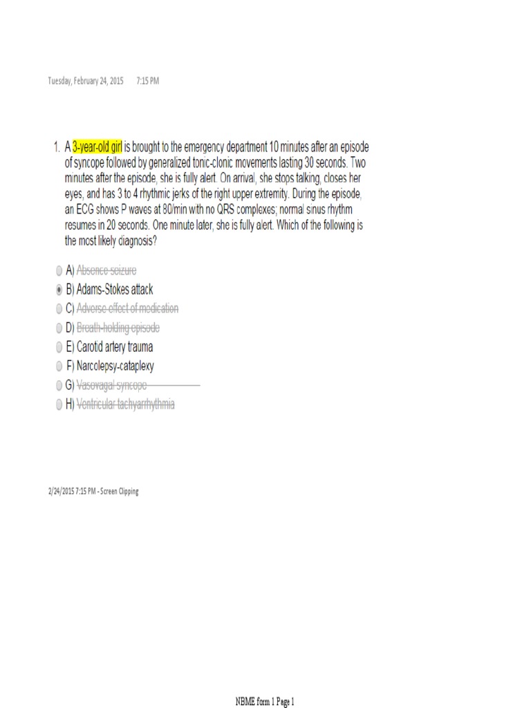 Form1 with answers pediatrics nbme pdf medical specialties