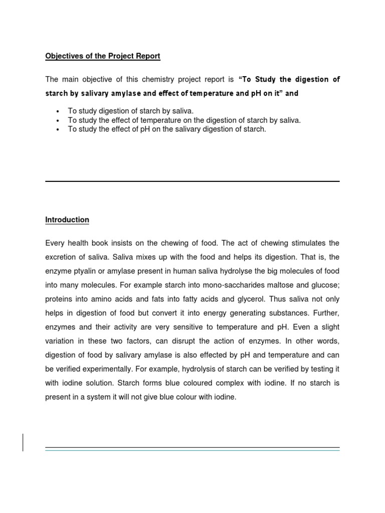 Objectives of The Project Repor1 | PDF | Digestion | Chemistry