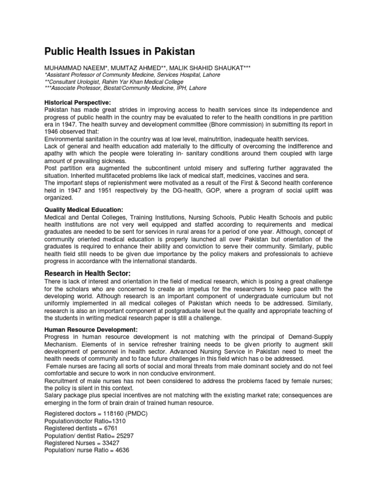 855public Health Issues in Pakistan | PDF | Public Health | Health Care