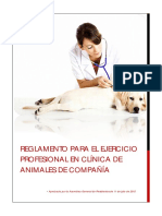 Reglamento para El Ejercicio Profesional en Clínica de Animales de Compañía (Aprobado Agptes. 11-07-15)